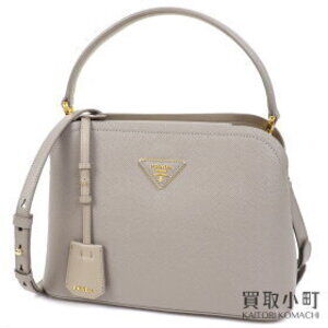 Prada Matinee Bag Saffiano Leather Triangle Logo Gray Shoulder Crossbody Handbag